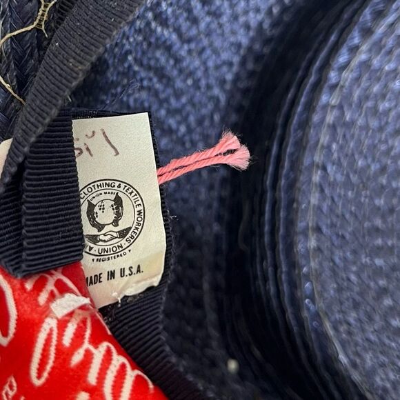 Vintage 80s Sylvia Church Lady Hat Navy Gold Metallic Mesh Netting Union Made US main image 13